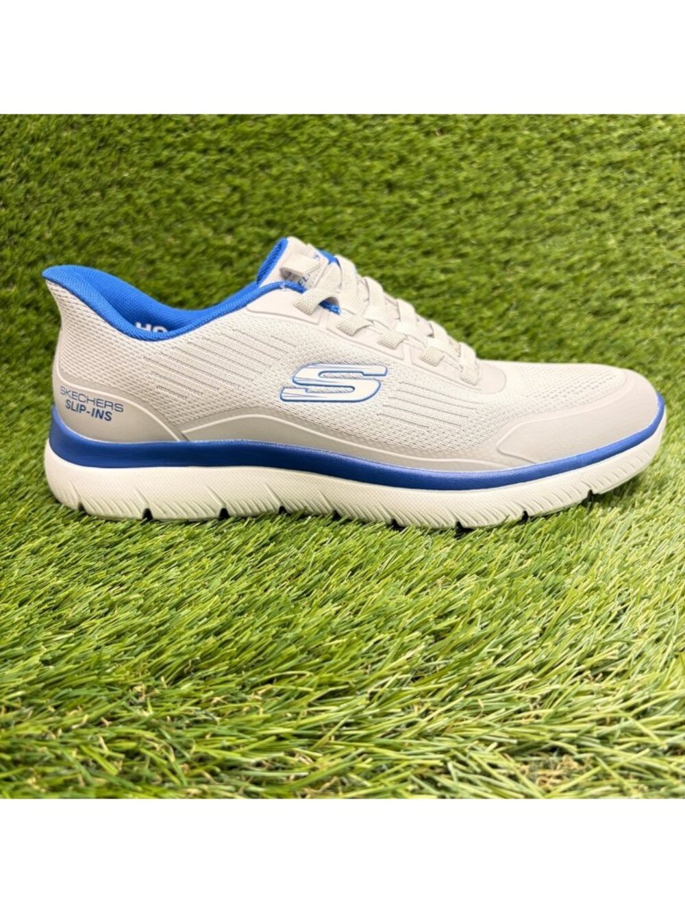 Skechers Summits Leyter Mens Size 8 Gray Blue Athletic Running Shoes Sneakers